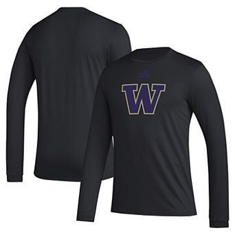 Men's adidas Black Washington Huskies Primary Locker Logo Pre-Game Long Sleeve T-Shirt