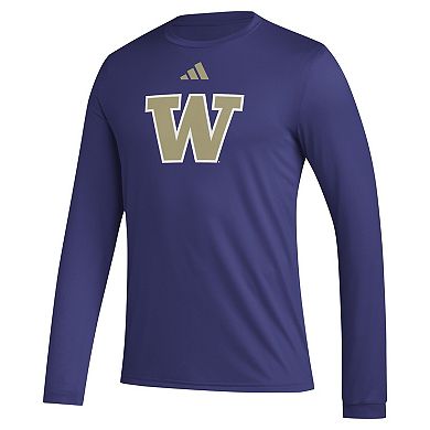 Men's adidas Purple Washington Huskies Primary Locker Logo Pre-Game Long Sleeve T-Shirt