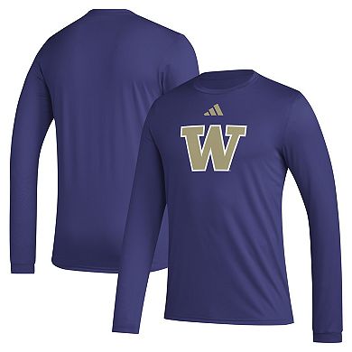 Men's adidas Purple Washington Huskies Primary Locker Logo Pre-Game Long Sleeve T-Shirt
