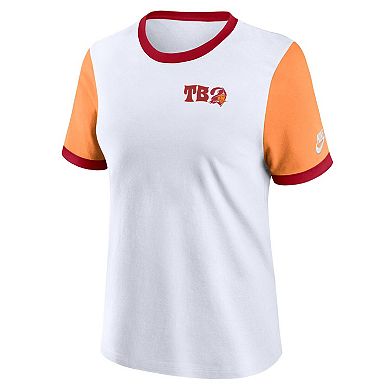 Women's Nike White/Orange Tampa Bay Buccaneers Rewind Ringer T-Shirt