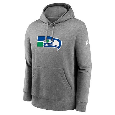 Men's Nike Heather Gray Seattle Seahawks Rewind Club Logo Pullover Hoodie