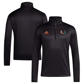 Men's adidas Black Miami Hurricanes 2024 Coaches Sideline Quarter-Zip Top