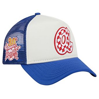 Men's New Era White/Royal Atlanta Braves Checkered Flag A-Frame Trucker 9FORTY Adjustable Hat