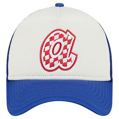 Men's New Era White/Royal Atlanta Braves Checkered Flag A-Frame Trucker 9FORTY Adjustable Hat
