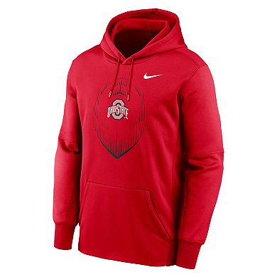Men's Nike Scarlet Ohio State Buckeyes Football Icon Performance Fleece Pullover Hoodie
