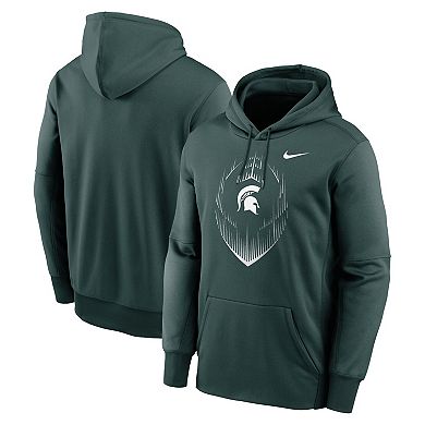 Men's Nike Green Michigan State Spartans Football Icon Performance Fleece Pullover Hoodie