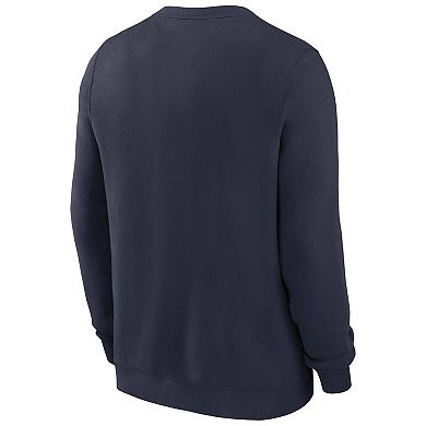 Men's Nike Navy West Virginia Mountaineers Legacy Classic Tackle Twill Embroidered Arch Over Logo Pullover Sweatshirt