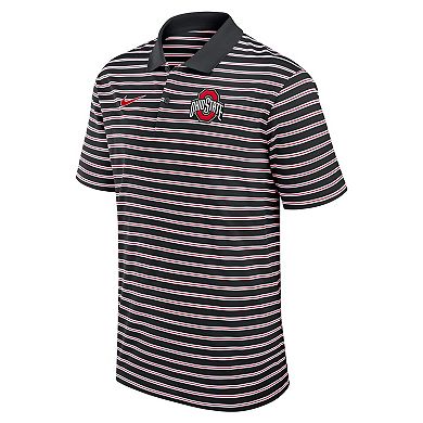 Men's Nike Black/White Ohio State Buckeyes Primetime Victory Striped Performance Polo