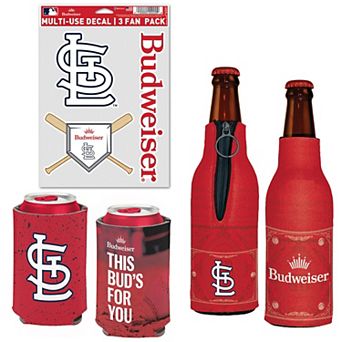 WinCraft St. Louis Cardinals MLB x Budweiser Can Cooler, Bottle Cooler & Decal Pack