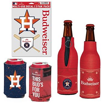 WinCraft Houston Astros MLB x Budweiser Can Cooler, Bottle Cooler & Decal Pack