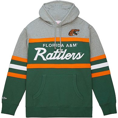 Men's Mitchell & Ness Green Florida A&M Rattlers Head Coach Pullover Hoodie