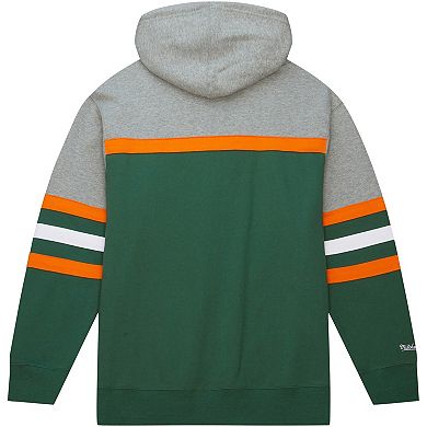 Men's Mitchell & Ness Green Florida A&M Rattlers Head Coach Pullover Hoodie