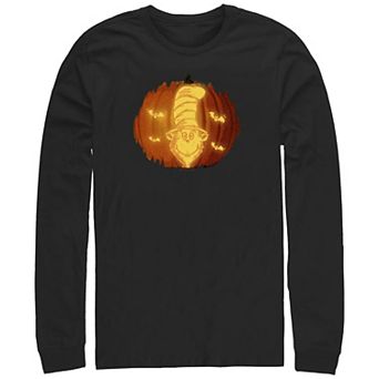 Men's Dr. Seuss The Cat In The Hat Carved Pumpkin Long Sleeve Graphic Tee