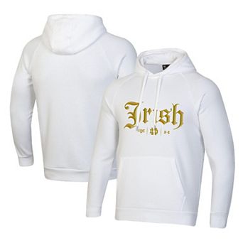 Men's Under Armour White Notre Dame Fighting Irish 2024 Shamrock Series Rival Fleece Pullover Hoodie