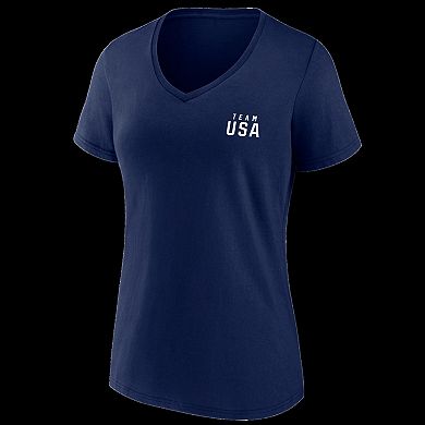 Women's Fanatics Navy Team USA Paris 2024 Summer Olympics Dreams Are Made Here V-Neck T-Shirt