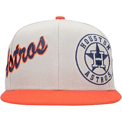 Men's Mitchell & Ness Gray/Orange Houston Astros Knock Out Panel Snapback Hat