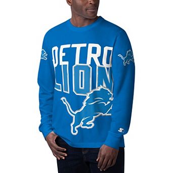Men's Starter Blue Detroit Lions Clutch Hit Long Sleeve T-Shirt