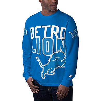 Men's Starter Blue Detroit Lions Clutch Hit Long Sleeve T-Shirt