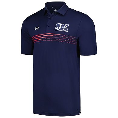 Men's Under Armour Navy Jackson State Tigers Tee To Green Stripe Polo