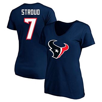 Women's Fanatics C.J. Stroud Navy Houston Texans Plus Size Player Name & Number V-Neck T-Shirt