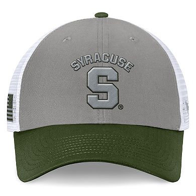 Men's Top of the World Gray/Green Syracuse Orange OHT Military Appreciation Badge Trucker Adjustable Hat