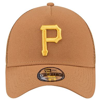 Men's New Era Brown Pittsburgh Pirates A-Frame Trucker 9FORTY Adjustable Hat