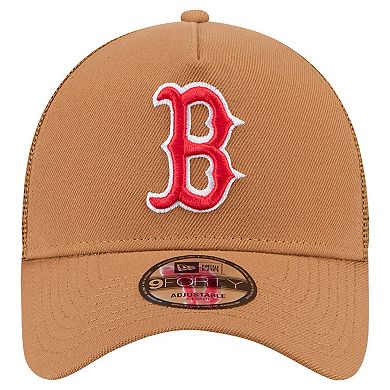 Men's New Era Brown Boston Red Sox A-Frame Trucker 9FORTY Adjustable Hat