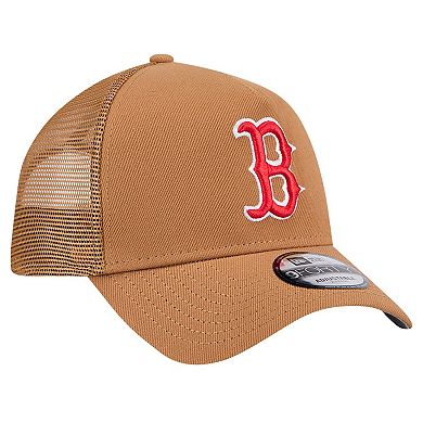 Men's New Era Brown Boston Red Sox A-Frame Trucker 9FORTY Adjustable Hat
