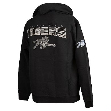 Men's FISLL Black Jackson State Tigers Puff Print Sliced Pullover Hoodie