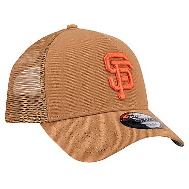 Men's New Era Brown San Francisco Giants A-Frame Trucker 9FORTY Adjustable Hat