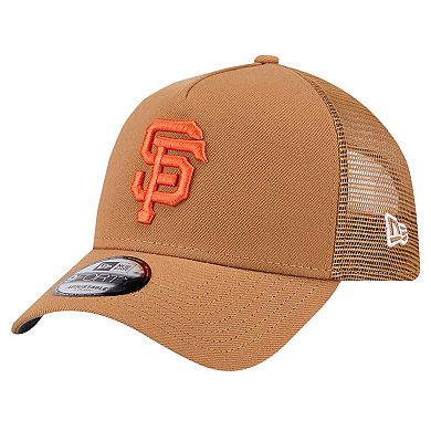 Men's New Era Brown San Francisco Giants A-Frame Trucker 9FORTY Adjustable Hat