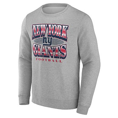 Men's Fanatics Heather Gray New York Giants Chance Throwback Fleece Pullover Sweatshirt