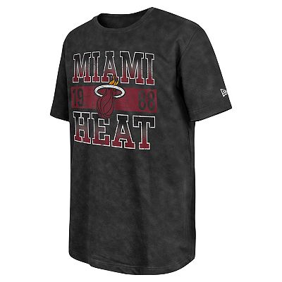 Men's New Era Black Miami Heat Enzyme Washed Oversized T-Shirt