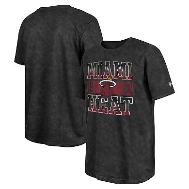 Men's New Era Black Miami Heat Enzyme Washed Oversized T-Shirt