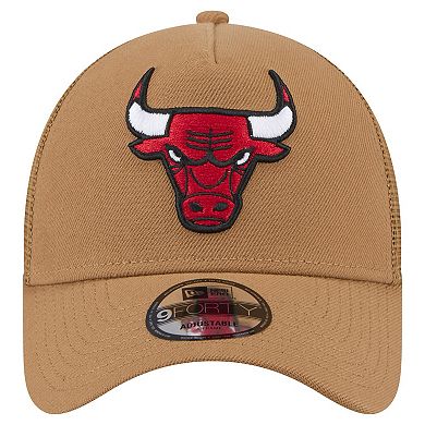 Men's New Era Tan Chicago Bulls 9FORTY A-Frame Trucker Adjustable Hat