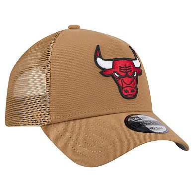 Men's New Era Tan Chicago Bulls 9FORTY A-Frame Trucker Adjustable Hat
