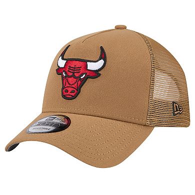 Men's New Era Tan Chicago Bulls 9FORTY A-Frame Trucker Adjustable Hat