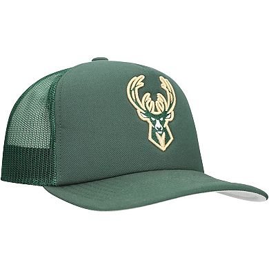 Men's Mitchell & Ness Hunter Green Milwaukee Bucks Core Evergreen OTC Trucker Adjustable Hat
