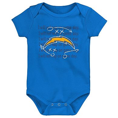 Newborn & Infant Los Angeles Chargers Team Starter 3-Pack Bodysuit Set