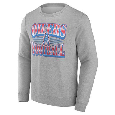 Men's Fanatics Heather Gray Houston Oilers Chance Throwback Fleece Pullover Sweatshirt