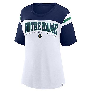 Women's Fanatics White Notre Dame Fighting Irish Color-Block Fundamental Winning T-Shirt