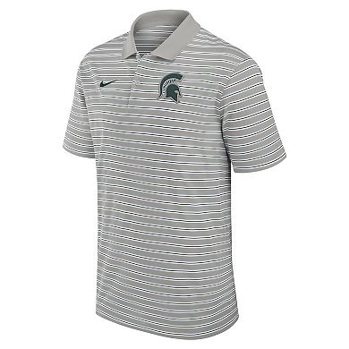 Men's Nike Pewter/White Michigan State Spartans Primetime Victory Striped Performance Polo