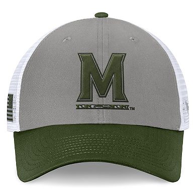 Men's Top of the World Gray/Green Maryland Terrapins OHT Military Appreciation Badge Trucker Adjustable Hat