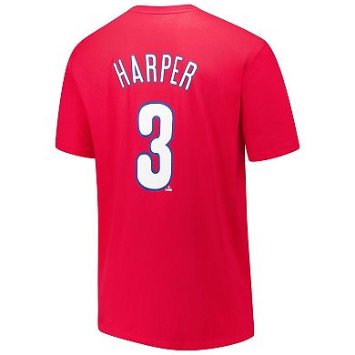 Men's Profile Bryce Harper Red Philadelphia Phillies Big & Tall Name & Number T-Shirt