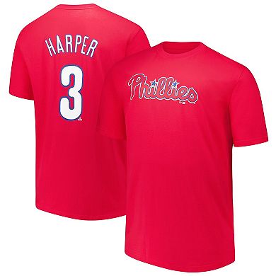 Men's Profile Bryce Harper Red Philadelphia Phillies Big & Tall Name & Number T-Shirt
