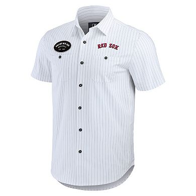 Men's Darius Rucker Collection by Fanatics White Boston Red Sox Pin Stripe Short Sleeve Button-Up Shirt