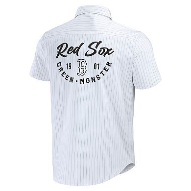 Men's Darius Rucker Collection by Fanatics White Boston Red Sox Pin Stripe Short Sleeve Button-Up Shirt