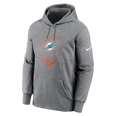 Men's Nike Heather Gray Miami Dolphins Icon Performance Pullover Hoodie