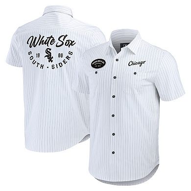 Men's Darius Rucker Collection by Fanatics White Chicago White Sox Pin Stripe Short Sleeve Button-Up Shirt