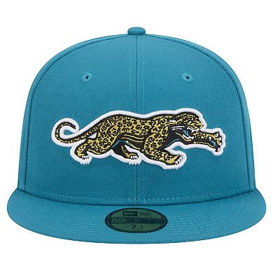 Men's New Era Teal Jacksonville Jaguars Throwback Crawl Omaha 59FIFTY Fitted Hat